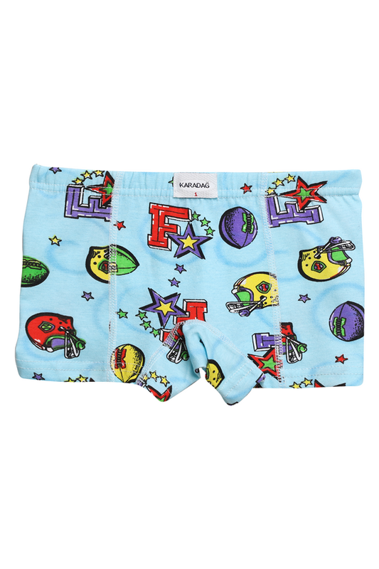 Karadağ - Desenli Erkek Çocuk Boxer 815-12 | Mavi