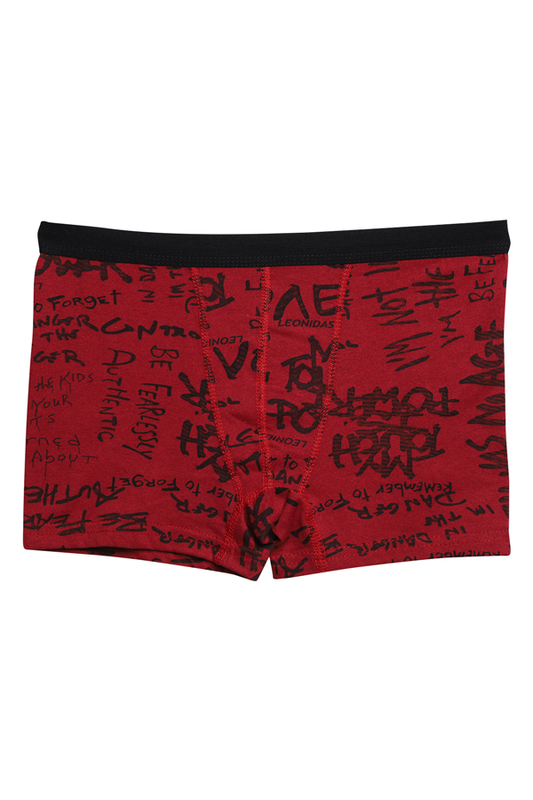 Menbox - Desenli Erkek Çocuk Boxer 3001 | Bordo Siyah