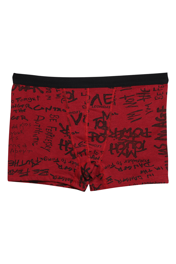 Desenli Erkek Çocuk Boxer 3001 | Bordo Siyah