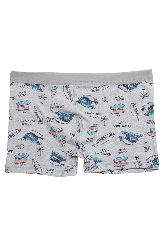 Menbox - Desenli Erkek Çocuk Boxer 3001-1 | Açık Gri