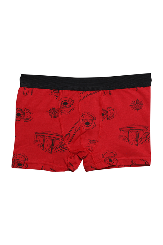 Menbox - Desenli Erkek Çocuk Boxer 3001-1 | Kırmızı