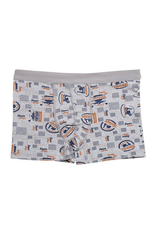 Menbox - Desenli Erkek Çocuk Boxer 3001-2 | Açık Gri