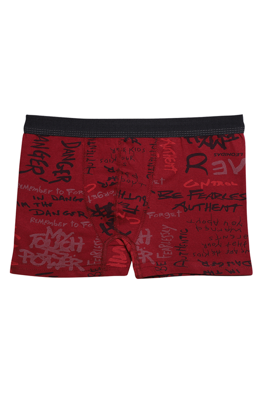 Menbox - Desenli Erkek Çocuk Boxer 3001-2 | Bordo