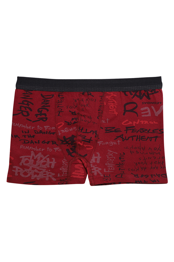 Desenli Erkek Çocuk Boxer 3001-2 | Bordo