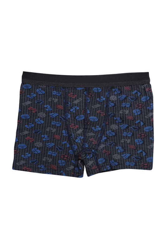 Menbox - Desenli Erkek Çocuk Boxer 3001-2 | Siyah