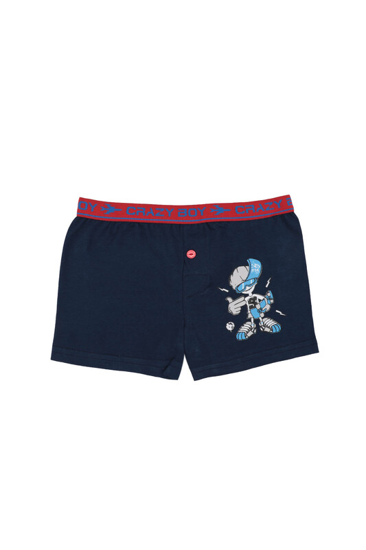 TUTKU - Tutku Baskılı Elastan Erkek Çocuk Boxer 253 | Lacivert