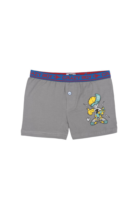 TUTKU - Tutku Baskılı Elastan Erkek Çocuk Boxer 253 | Gri