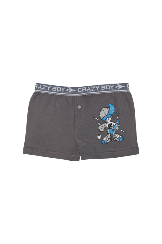 TUTKU - Tutku Baskılı Elastan Erkek Çocuk Boxer 253 | Füme