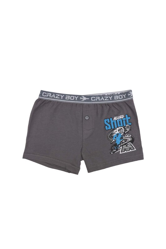 TUTKU - Tutku Yazı Baskılı Elastan Erkek Çocuk Boxer 253 | Füme