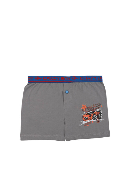 TUTKU - Tutku Araba Baskılı Elastan Erkek Çocuk Boxer 253 | Gri