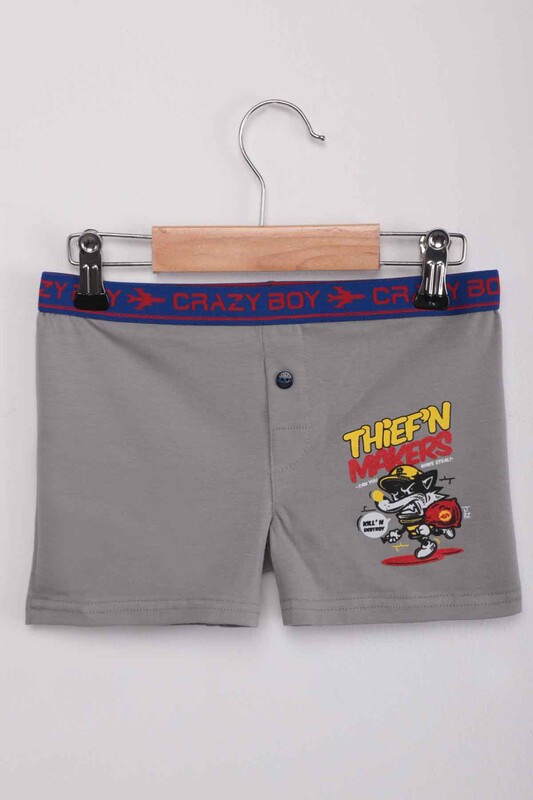 TUTKU - Tutku Thief'n Yazı Baskılı Erkek Çocuk Boxer 253 | Gri