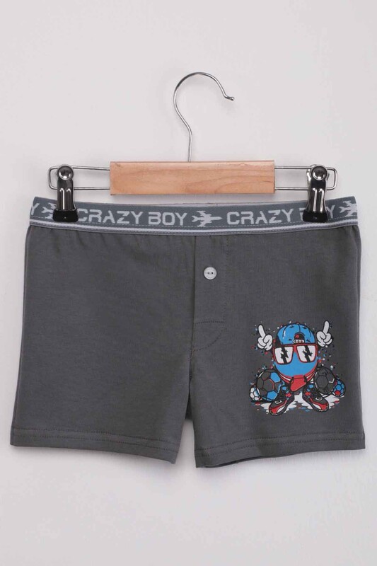 TUTKU - Tutku Top Baskılı Erkek Çocuk Boxer 253 | Füme