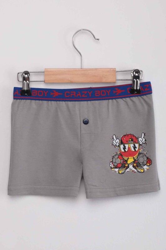 TUTKU - Tutku Top Baskılı Erkek Çocuk Boxer 253 | Gri