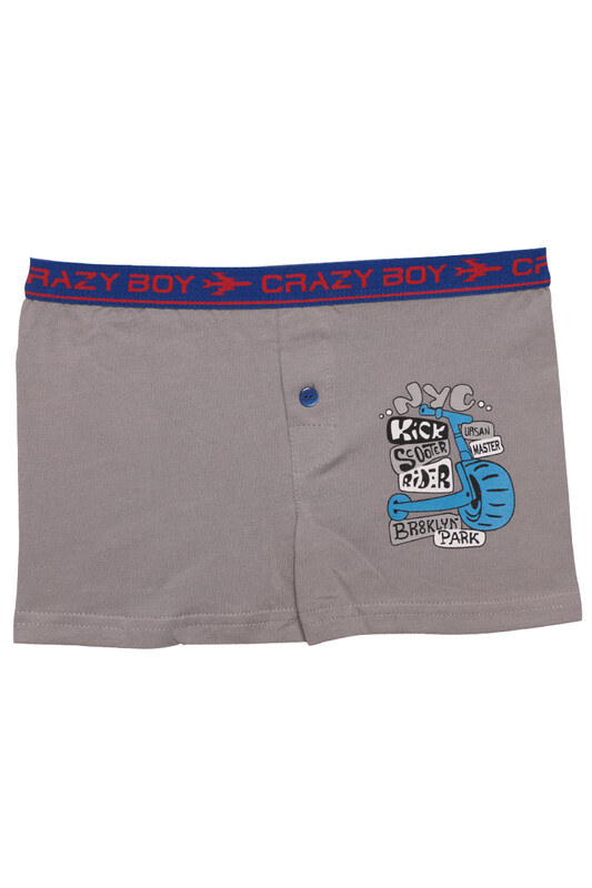 TUTKU - Tutku Scooter Baskılı Erkek Çocuk Boxer 253 | Gri
