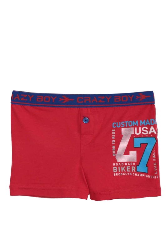 TUTKU - Tutku Yedi Yazı Baskılı Erkek Çocuk Boxer 253 | Kırmızı