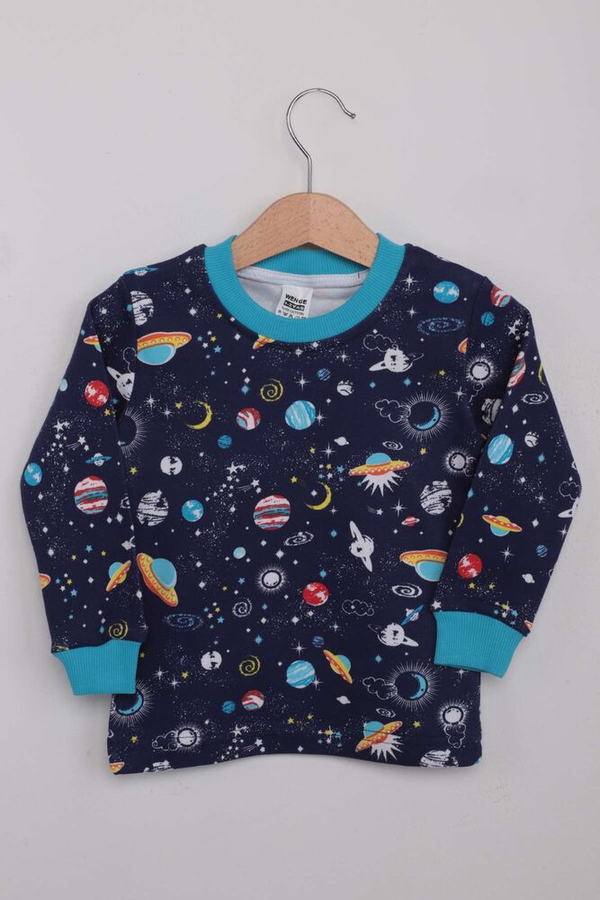 Uzay Desenli Erkek Çocuk Pijama Takımı | Lacivert