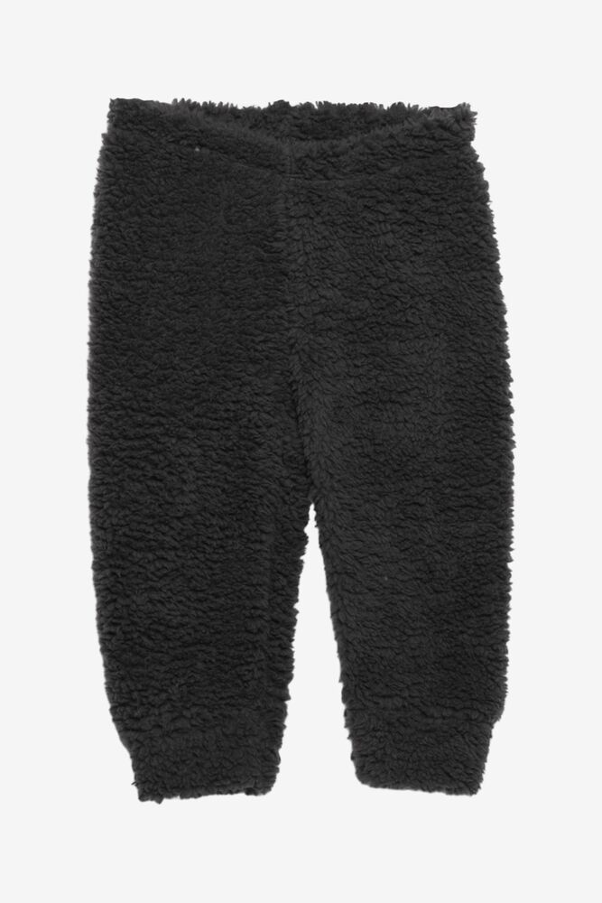 Ayıcık Baskılı Peluş Çocuk Pijama Takımı | Antrasit