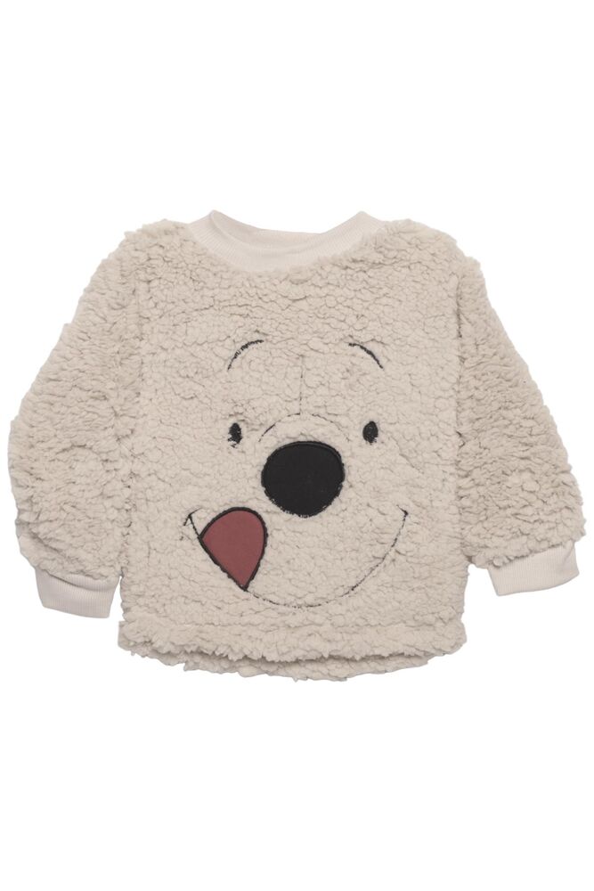 Ayıcık Baskılı Peluş Çocuk Pijama Takımı | Bej