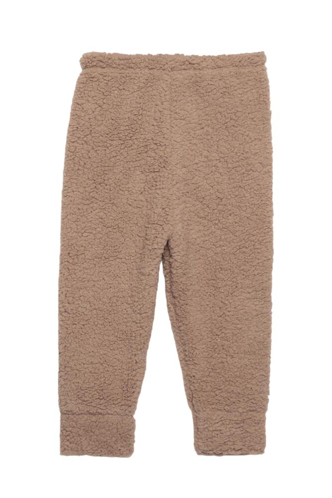 Ayıcık Baskılı Peluş Çocuk Pijama Takımı | Kahve