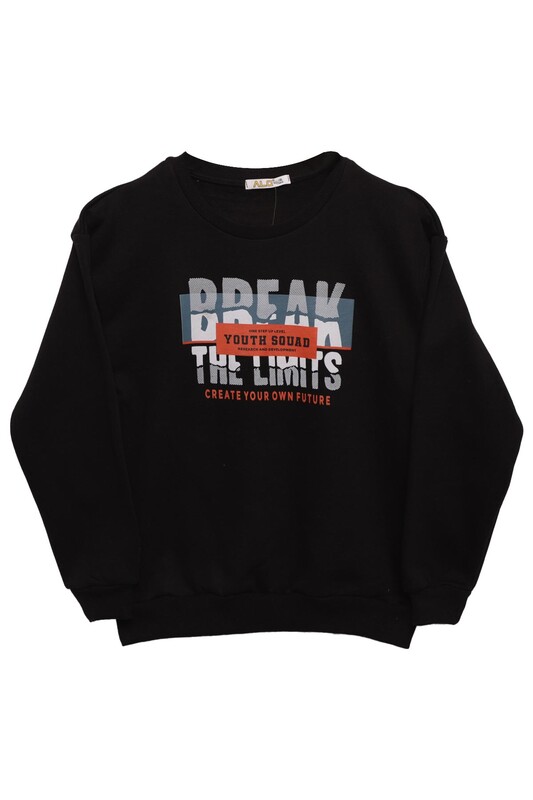 ALG - Şardonlu Erkek Çocuk Sweatshirt 423773 | Siyah