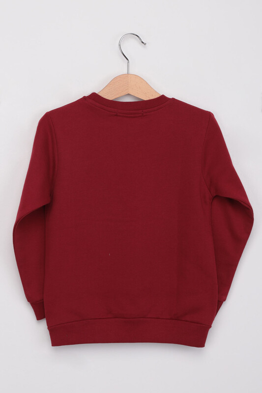 Never Gıve Up Yazılı Erkek Çocuk Sweatshirt | Bordo - Thumbnail