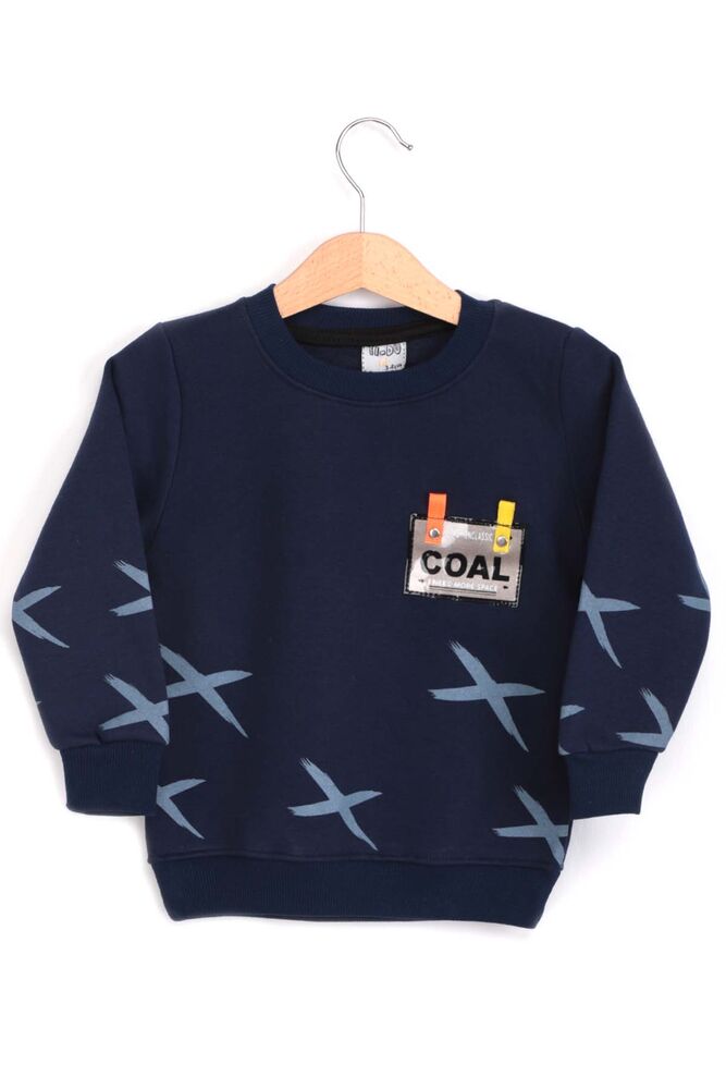 Bisiklet Yaka 3 İplik Erkek Çocuk Sweatshirt | Lacivert