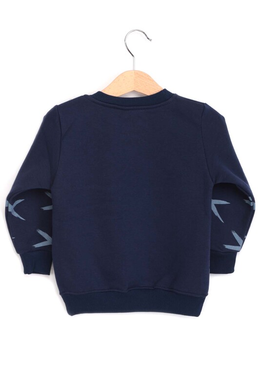 Bisiklet Yaka 3 İplik Erkek Çocuk Sweatshirt | Lacivert - Thumbnail