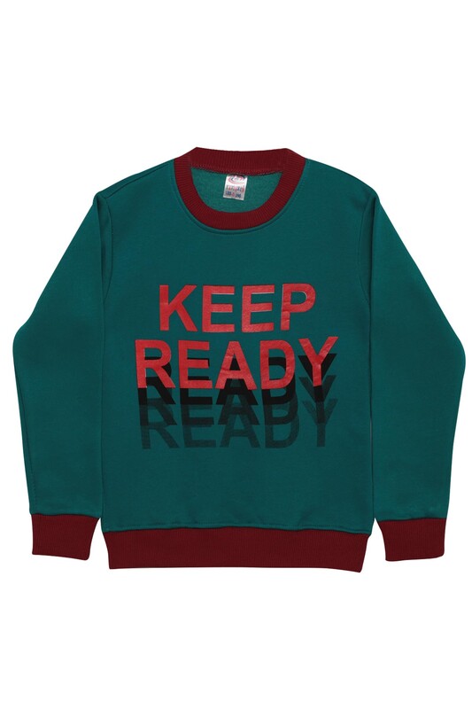 YETİŞKİN - Keep Yazılı Şardonlu Erkek Çocuk Sweatshirt | Petrol