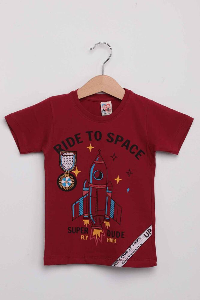 Yazı Baskılı Erkek Çocuk Tshirt 1062 | Bordo