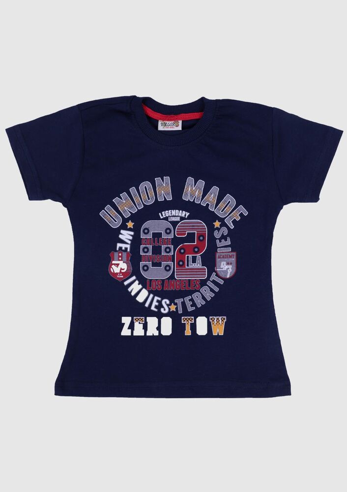 Baskılı Kısa Kollu Erkek Çocuk T-shirt | Lacivert
