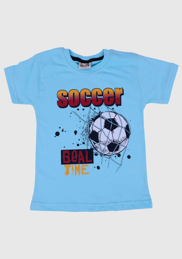 Baskılı Kısa Kollu Erkek Çocuk T-shirt 007 | Turkuaz