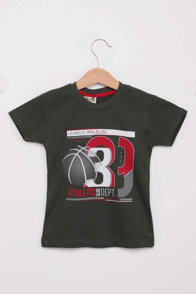 Baskılı Kısa Kollu Erkek Çocuk T-shirt 009 | Haki