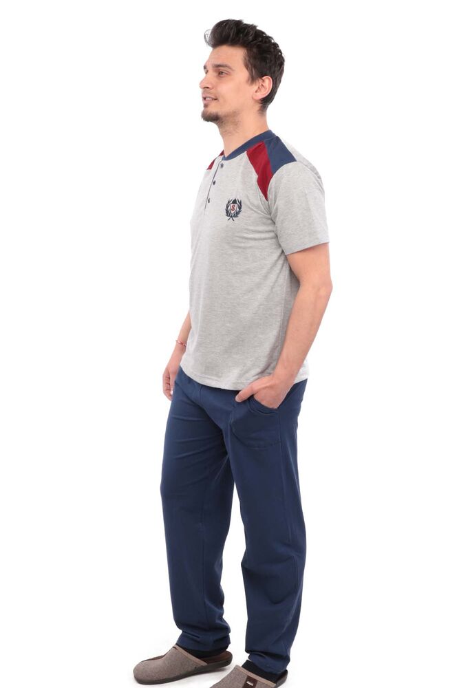 Sude Desenli Kısa Kollu Erkek Pijama Takımı 53 | Gri