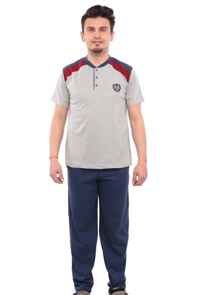 Sude Desenli Kısa Kollu Erkek Pijama Takımı 53 | Gri