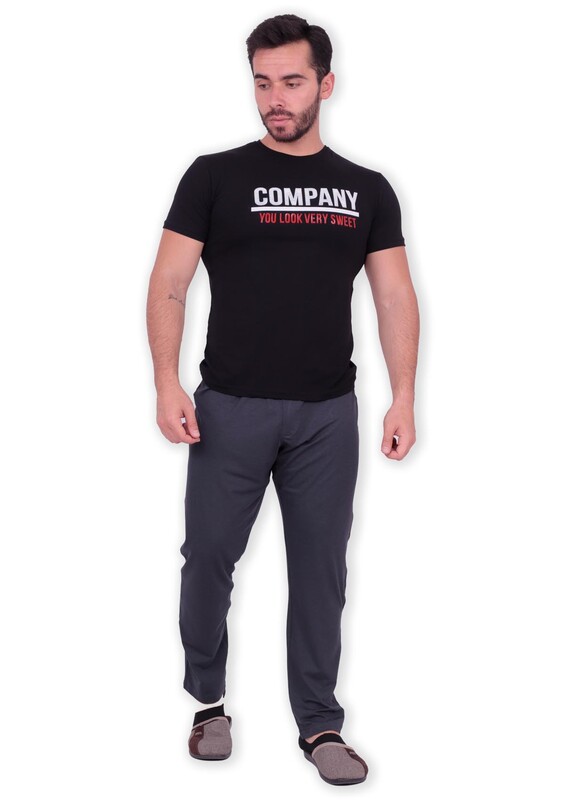 Jiber Modal Tek Alt Erkek Pijama 4633 | Füme - Thumbnail