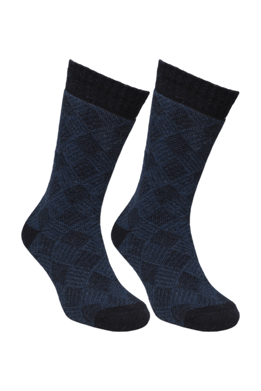 PRO - Erkek Desenli Lambswool Çorap 13906 | Mavi