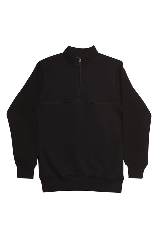 Berkan - Fermuarlı Erkek Sweatshirt 3003 | Siyah