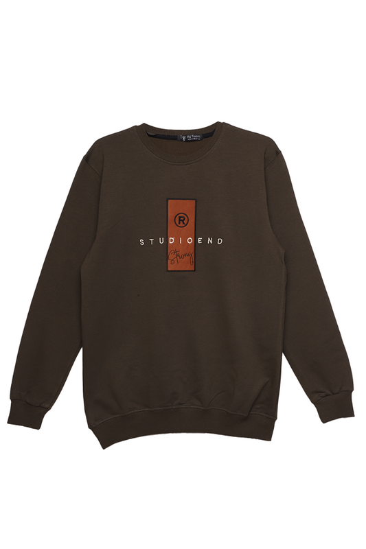 By Twens - 2 İplik Kompak Erkek Sweatshirt 9008-1 | Haki