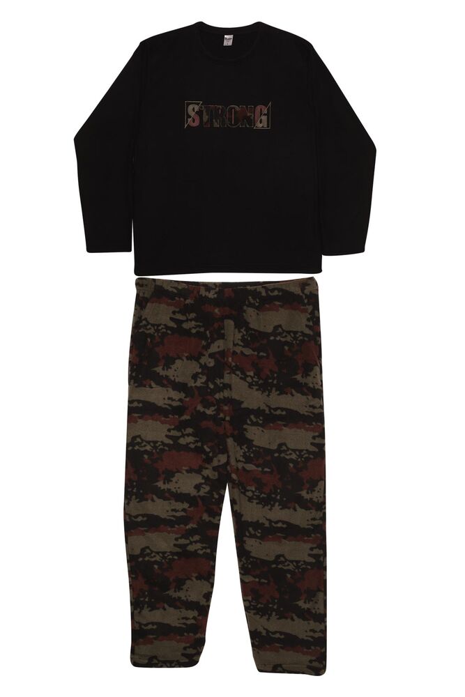 Kareli Uzun Kol Polar Erkek Pijama Takımı 100-32 | Siyah
