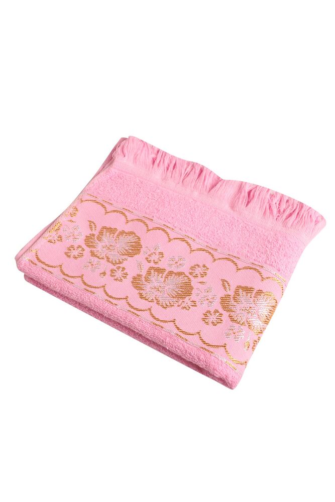 Simli Jakarlı El ve Yüz Havlusu 50*90 | Pembe