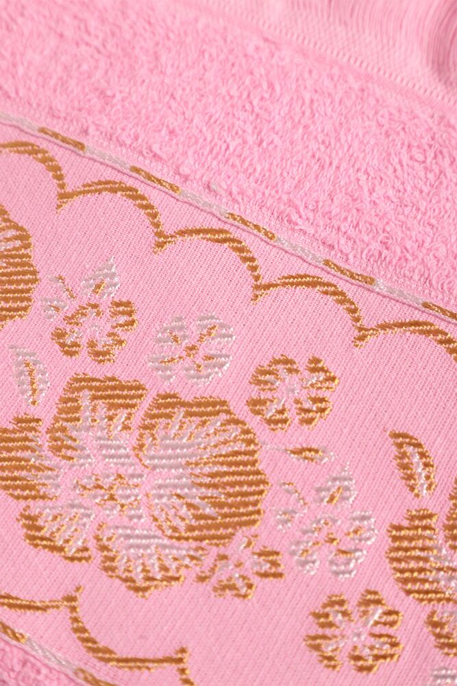 Simli Jakarlı El ve Yüz Havlusu 50*90 | Pembe
