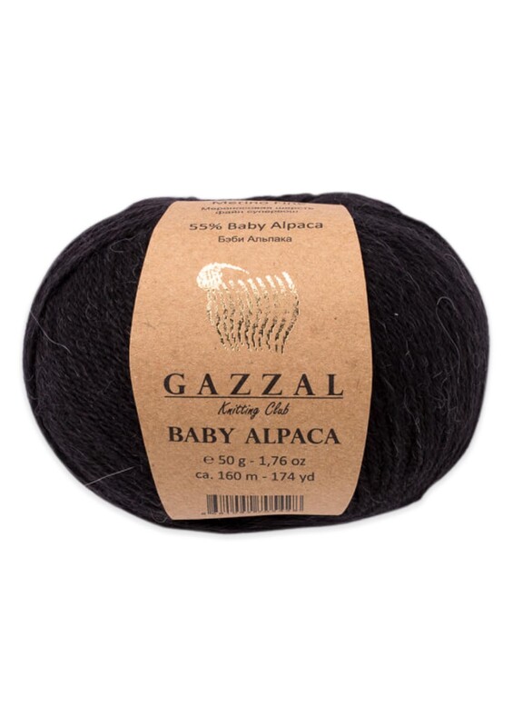 Пряжа Gazzal Baby Alpaca 50г./Чёрный 46000 - Thumbnail