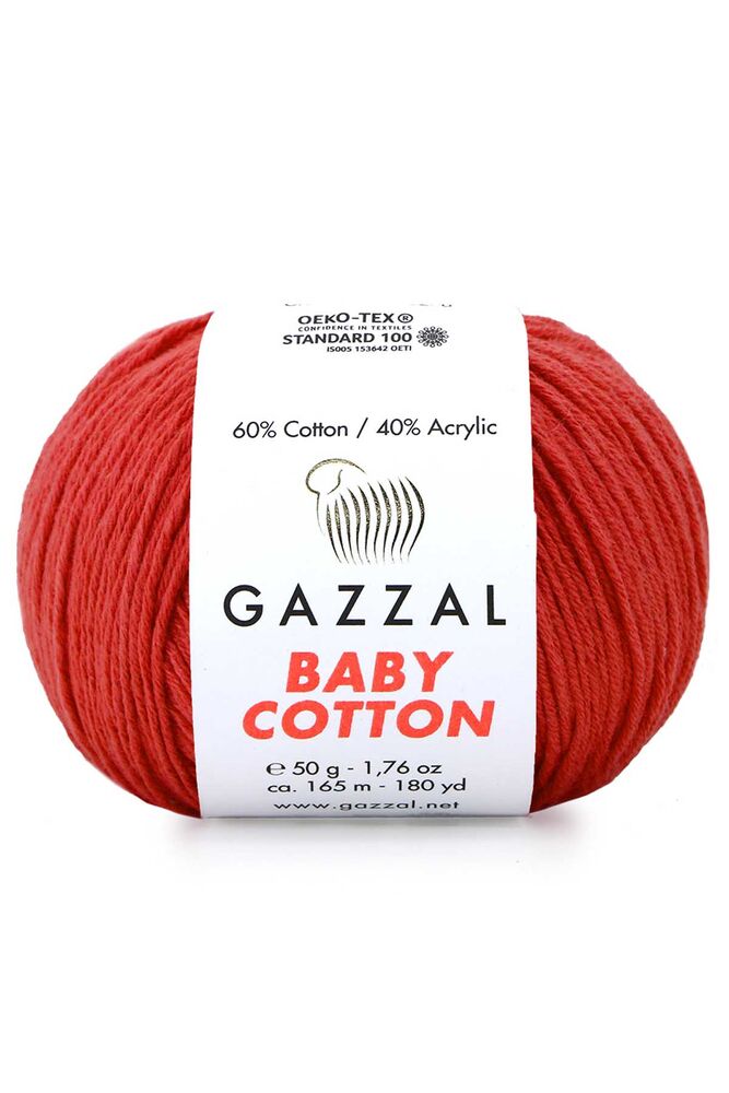 Пряжа Gazzal Baby Cotton /Красно-коралловый 3418