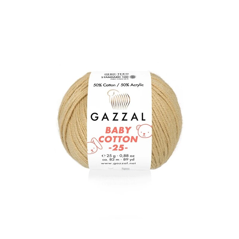Пряжа Gazzal Baby Cotton 25 /Тёмный крем 3424 - Thumbnail