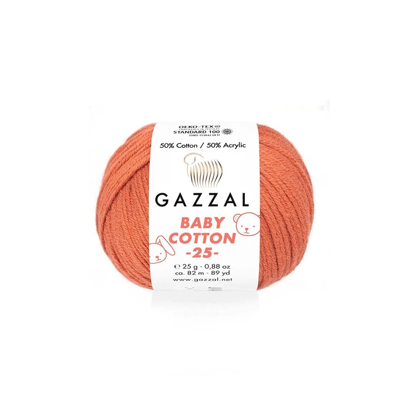 Пряжа Gazzal Baby Cotton 25 /Светлая корица 3454 - Thumbnail