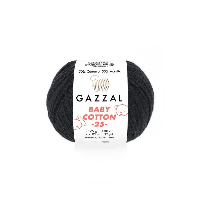 Пряжа Gazzal Baby Cotton 25 /Чёрный 3433 - Thumbnail