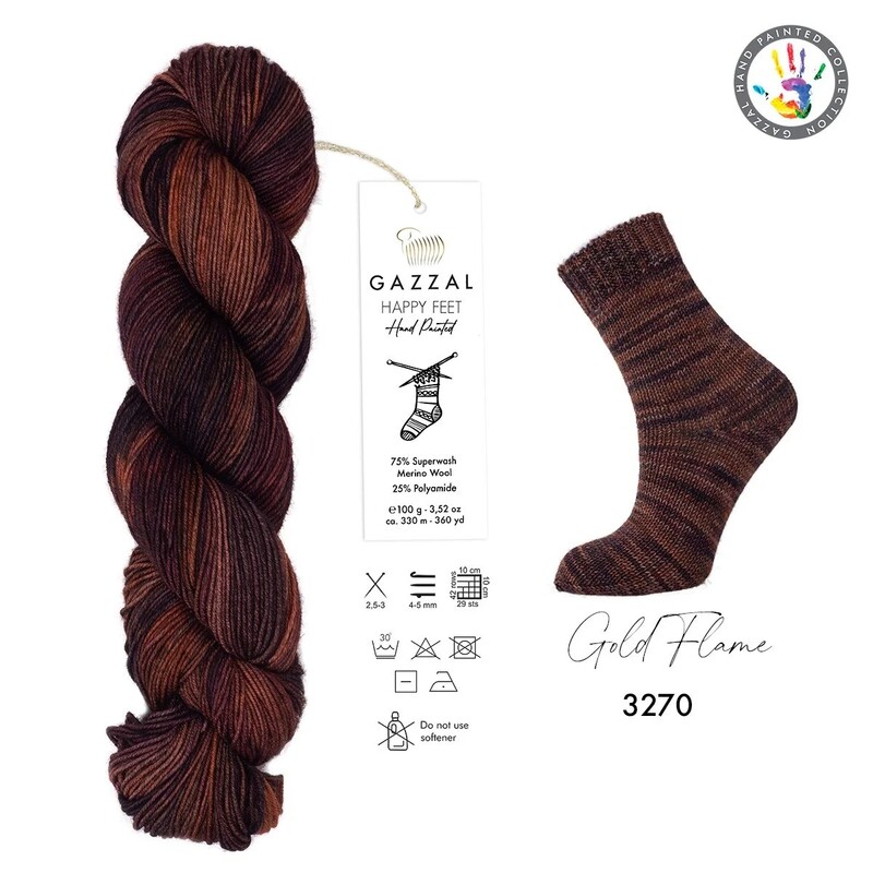 Gazzal - Gazzal Happy Feet El Örgü İpi Altın Alev 3270