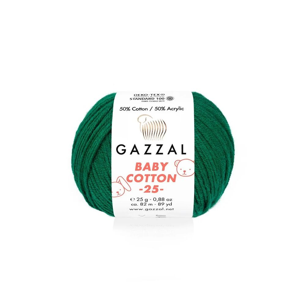 Gazzal Baby Cotton 25 El Örgü İpi Yaprak Yeşil 3467