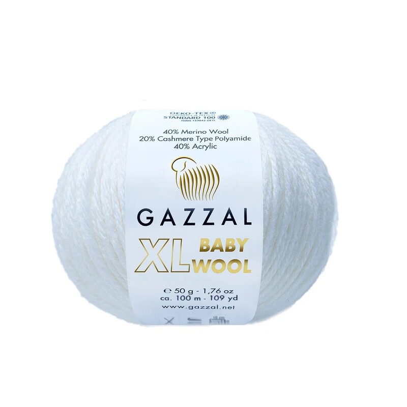 Gazzal Baby Wool XL El Örgü İpi | Parlak Beyaz 801 - Thumbnail