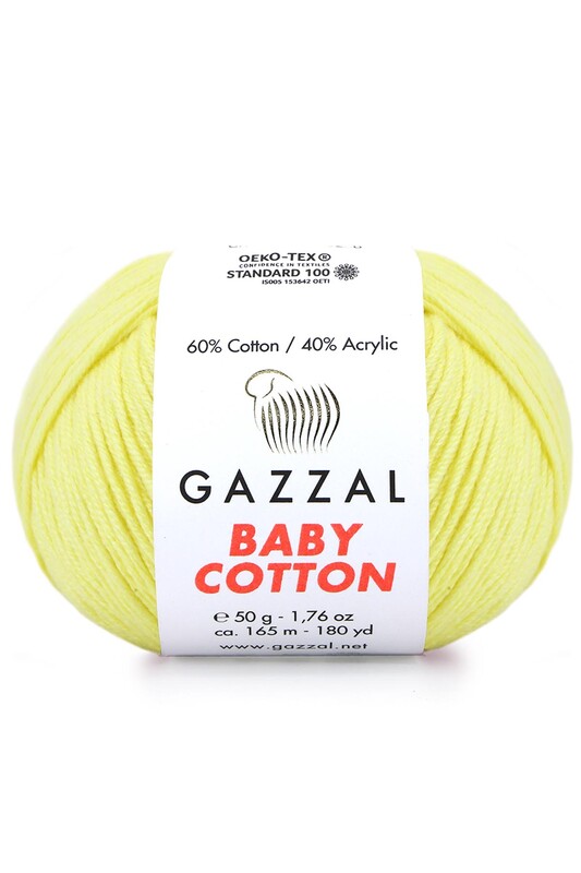 Gazzal Baby Cotton El Örgü İpi Açık Sarı 3413 - Thumbnail